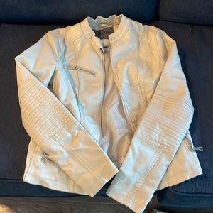 Cream faux leather coat